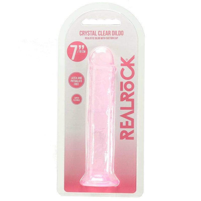 Dildos | Realrock Crystal Clear Jelly 7 Inch Dildo In Pink Dildos Dildos