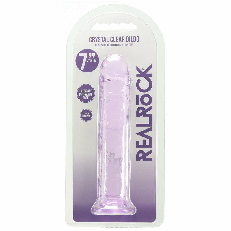 Dildos | Realrock Crystal Clear Jelly 7 Inch Dildo In Purple Dildos Dildos