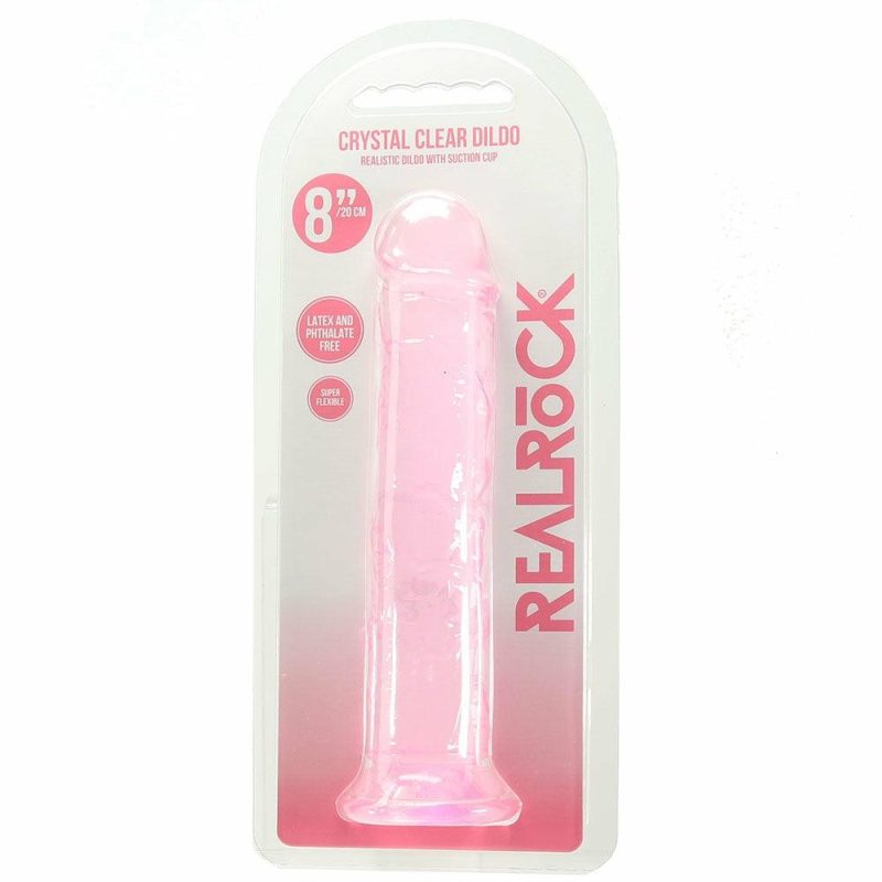 Dildos | Realrock Crystal Clear Jelly 8 Inch Dildo In Pink Dildos Dildos