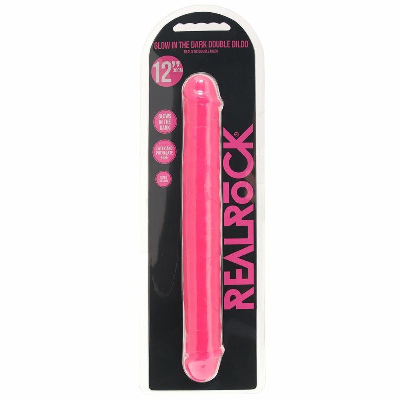 Dildos | Realrock Glow In The Dark 12 Inch Double Dildo In Pink Dildos Dildos