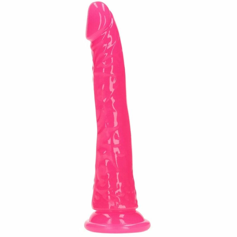 Dildos | Realrock Glow In The Dark 7 Inch Slim Dildo In Pink Dildos Dildos