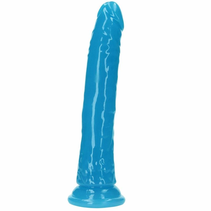 Dildos | Realrock Glow In The Dark 9 Inch Slim Dildo In Blue Dildos Dildos