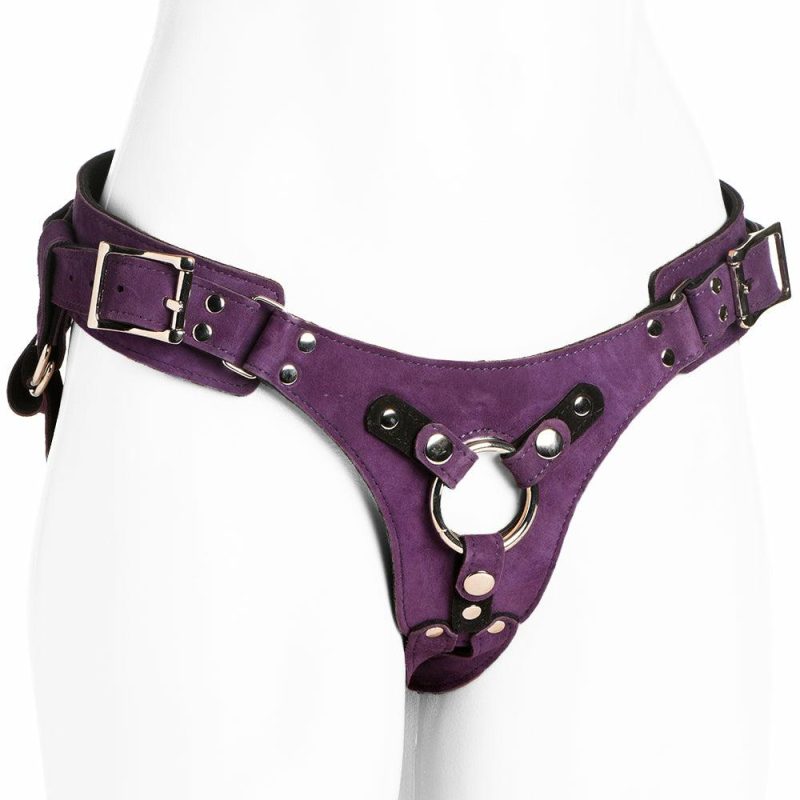 Dildos | Strap U Bodice Deluxe Leather Corset Harness In Purple Bondage Bondage