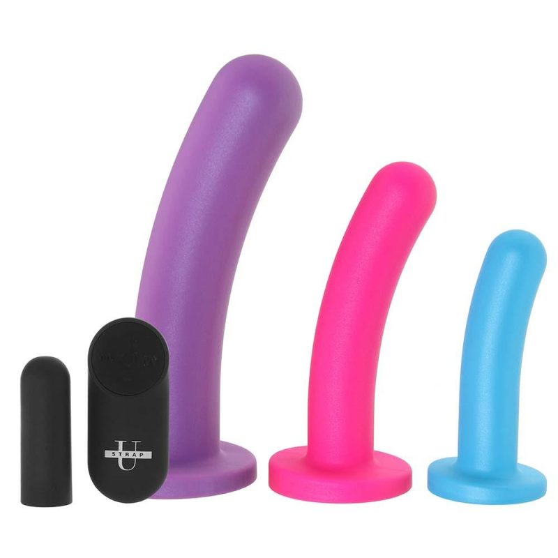 Dildos | Strap U Triple Peg Vibrating Silicone Dildo Set Dildos Dildos