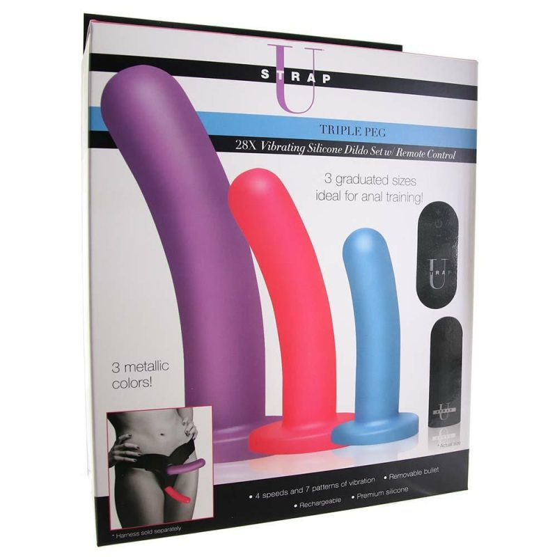 Dildos | Strap U Triple Peg Vibrating Silicone Dildo Set Dildos Dildos