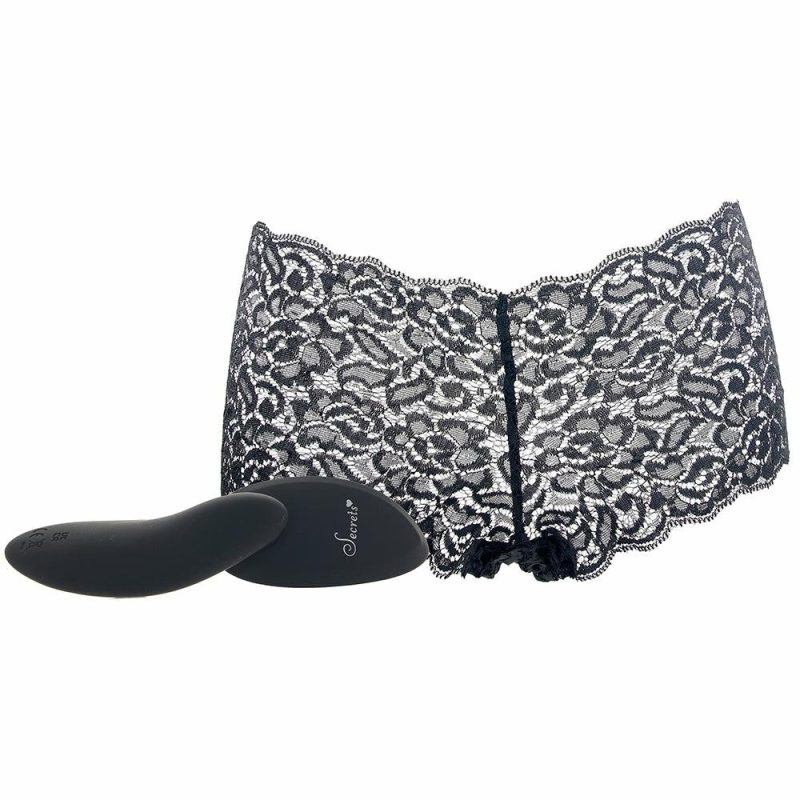 Lingerie | Black Lace Boyshort & Remote Panty Vibe Lingerie Black