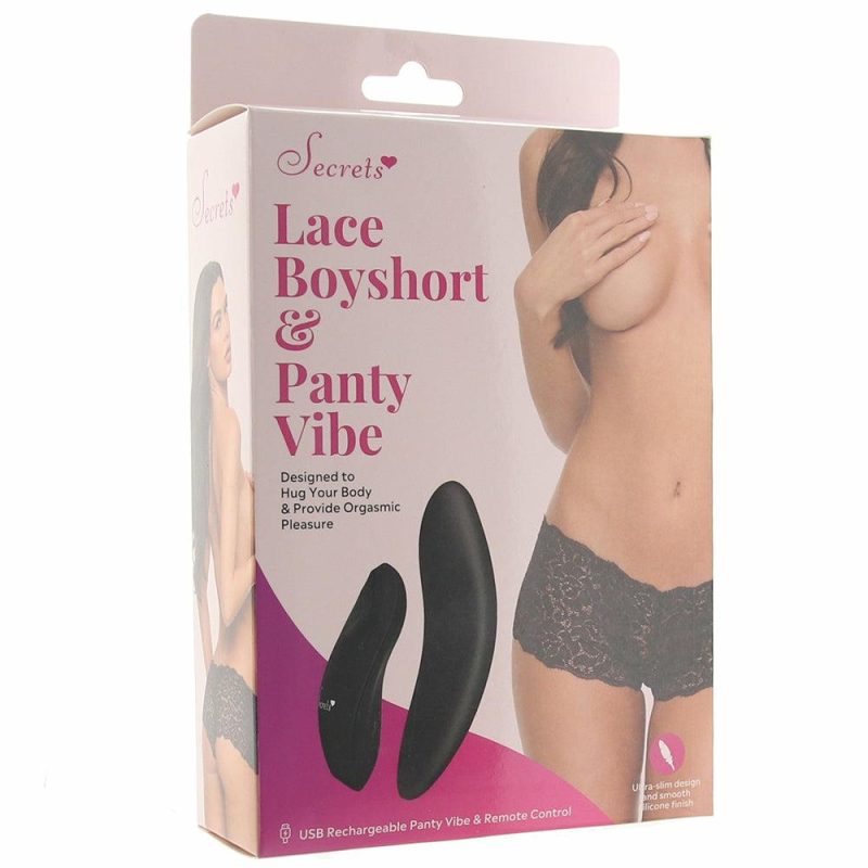 Lingerie | Black Lace Boyshort & Remote Panty Vibe Lingerie Black