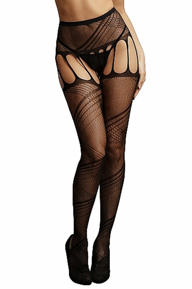 Lingerie | Le Désir Black Crotchless Cut-Out Pantyhose Lingerie Black