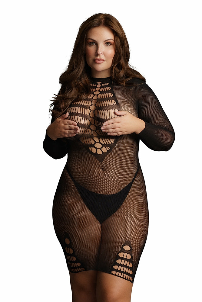 Lingerie | Le Désir Black Long Sleeve Fishnet Dress In Osxl Lingerie Lingerie