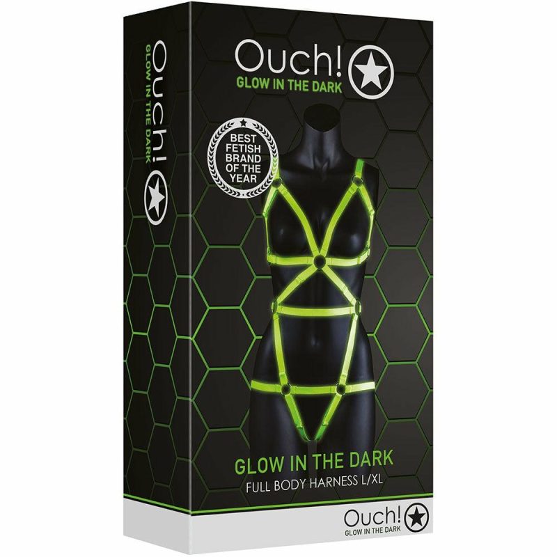 Lingerie | Ouch! Glow In The Dark Full Body Harness In L/Xl Bondage Bondage