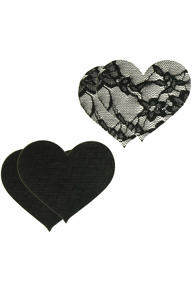 Lingerie | Peekaboos Satin & Lace Heart Pasties Lingerie Black