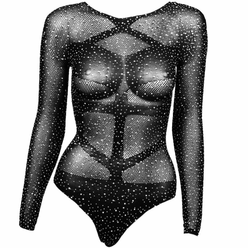 Lingerie | Radiance Long Sleeve Black Body Suit Xl Lingerie CalExotics