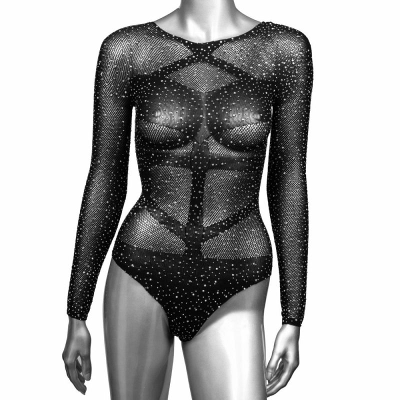 Lingerie | Radiance Long Sleeve Black Body Suit Xl Lingerie CalExotics