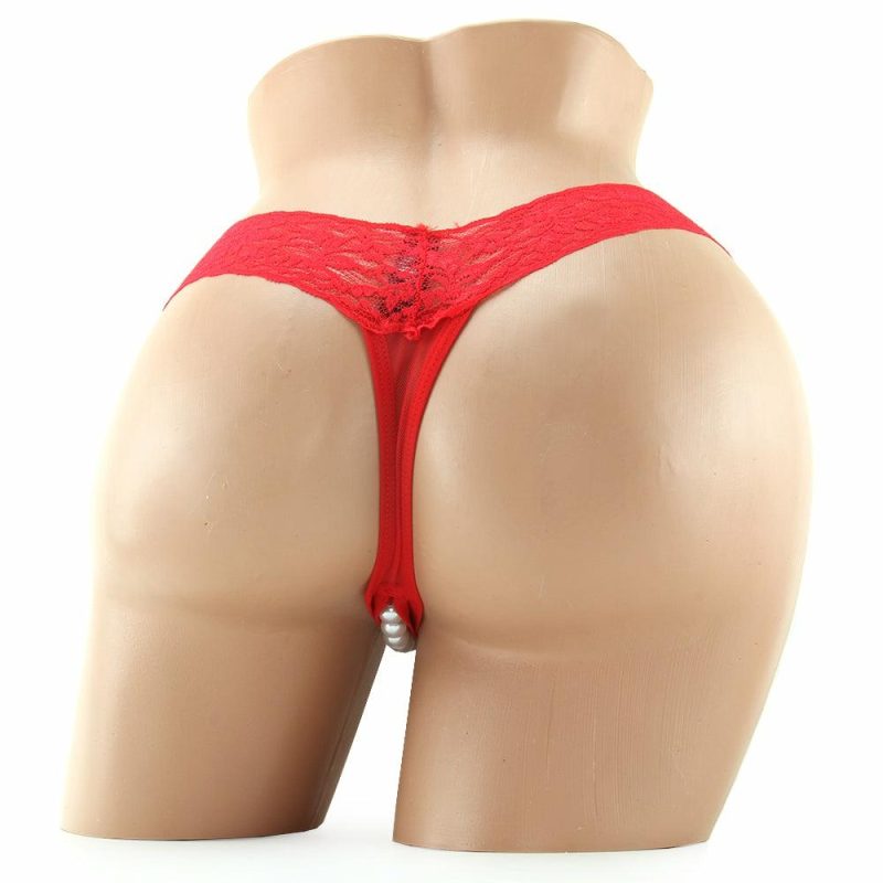 Lingerie | Stimulating Panties With Pearl Pleasure Beads Red In S/M Lingerie Hustler