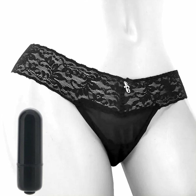 Lingerie | Vibrating Panties With Hidden Vibe Pocket Black In S/M Lingerie Black