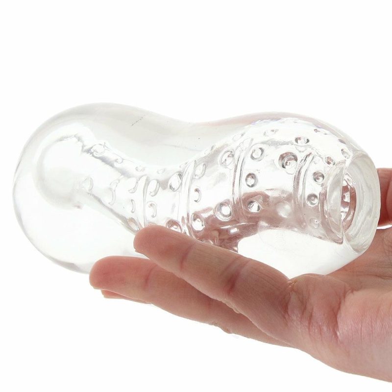 Male Masturbators | Gripz Wavy Squeezable Clear Stroker Male Masturbators Male Masturbators