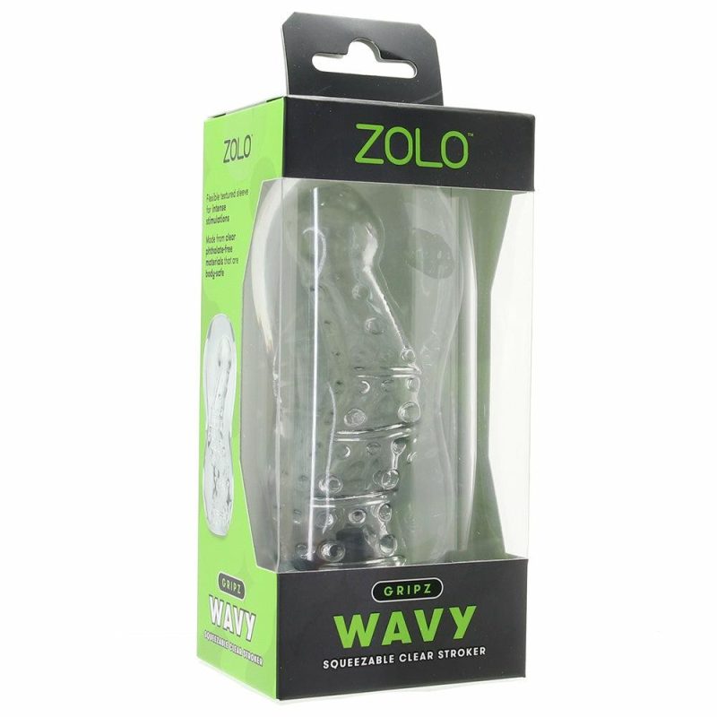 Male Masturbators | Gripz Wavy Squeezable Clear Stroker Male Masturbators Male Masturbators