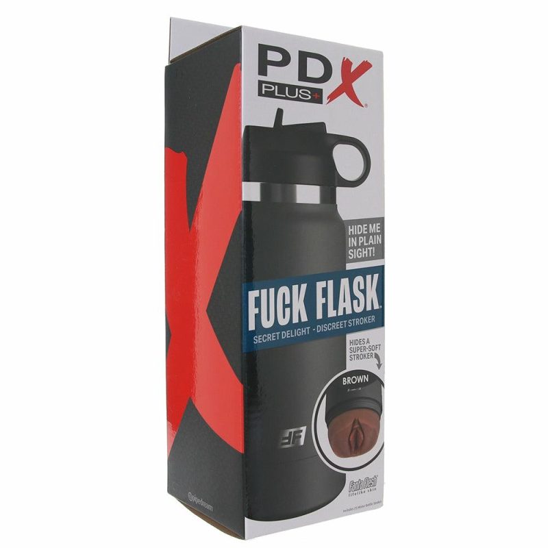 Male Masturbators | Pdx Plus Grey Fck Flask Discreet Stroker In Brown Male Masturbators Male Masturbators