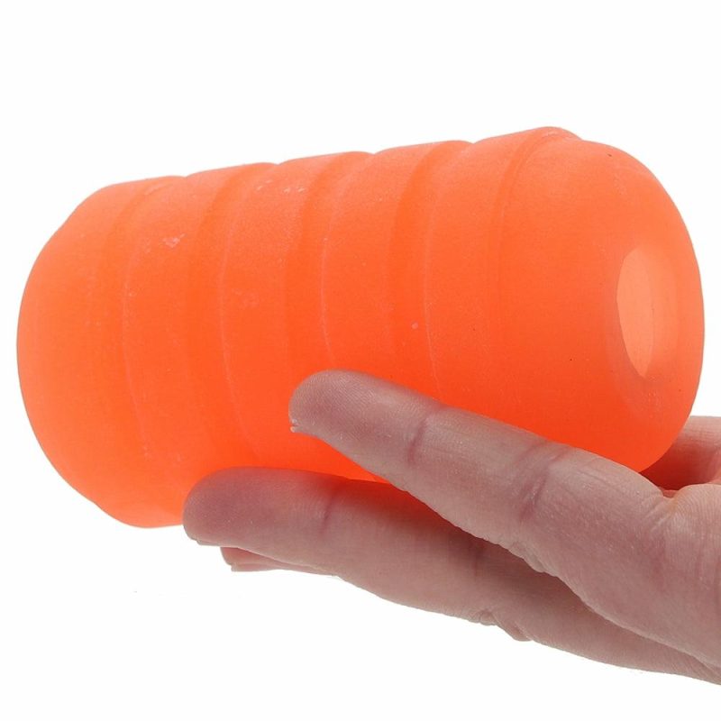 Male Masturbators | Pop Sock Ribbed Pocket Stroker In Orange Male Masturbators CalExotics