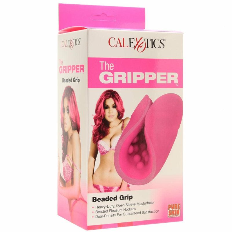 Male Masturbators | The Gripper Beaded Grip Open Sleeve Masturbator In Pink Male Masturbators CalExotics