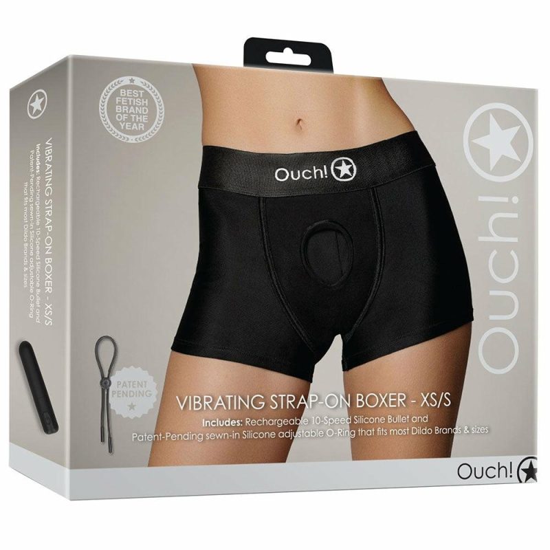 Sexual Wellness | Ouch! Black Vibrating Strap-On Boxer In Xs/S Dildos Dildos