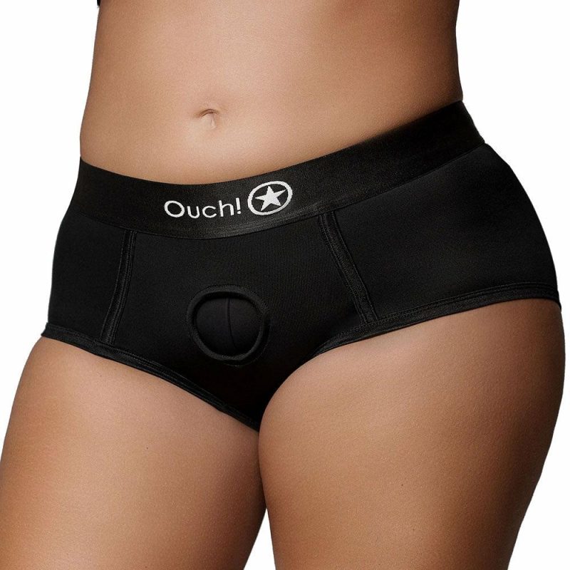 Sexual Wellness | Ouch! Black Vibrating Strap-On Brief In Xl/2X Dildos Dildos