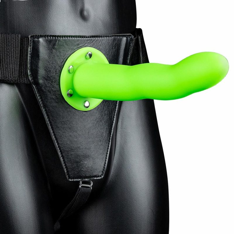 Sexual Wellness | Ouch! Curved 8 Inch Hollow Strap-On In Glowing Green Dildos Dildos