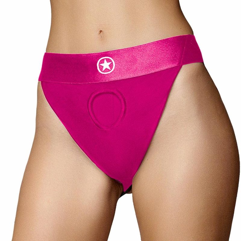 Sexual Wellness | Ouch! Vibrating Pink Open Back Panty Harness In Xs/S Dildos Dildos