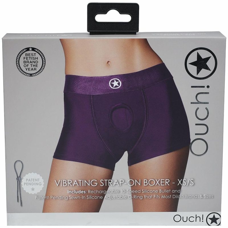 Sexual Wellness | Ouch! Vibrating Purple Strap-On Boxer In Xs/S Dildos Dildos