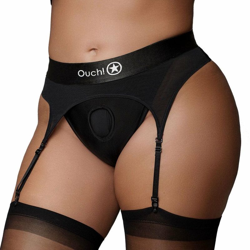 Sexual Wellness | Ouch! Vibrating Strap-On Garter Thong In Xl/2X Dildos Dildos