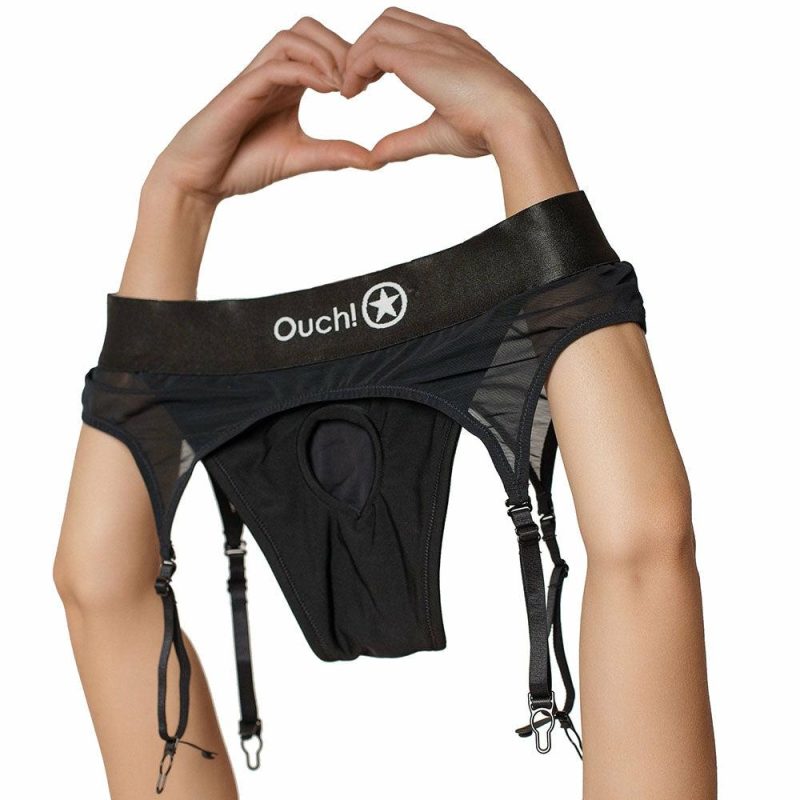 Sexual Wellness | Ouch! Vibrating Strap-On Garter Thong In Xs/S Dildos Dildos