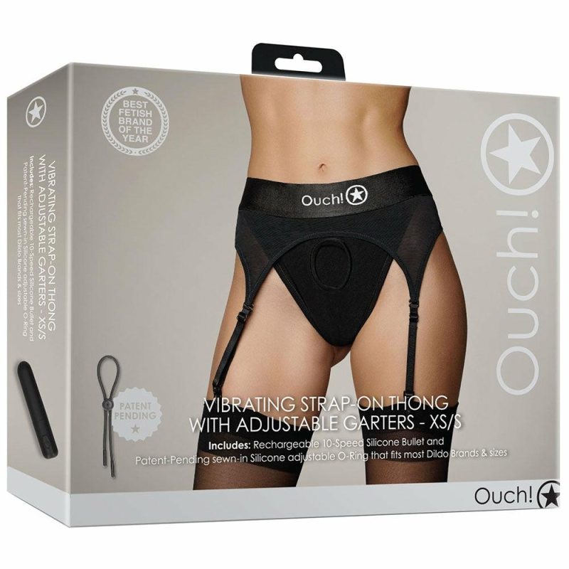 Sexual Wellness | Ouch! Vibrating Strap-On Garter Thong In Xs/S Dildos Dildos