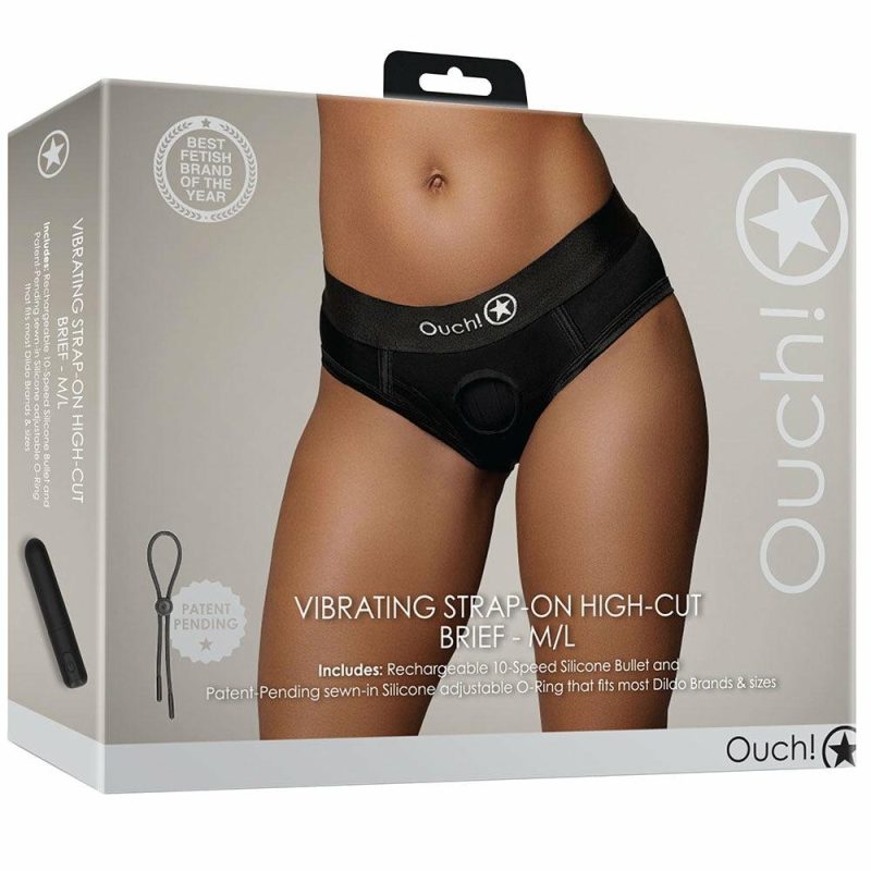 Sexual Wellness | Ouch! Vibrating Strap-On High Cut Brief In M/L Dildos Dildos