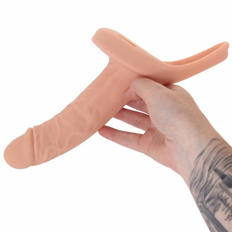 Sexual Wellness | Size Matters 2 Inch Vibrating Penis Sheath In Light Dildos Beige