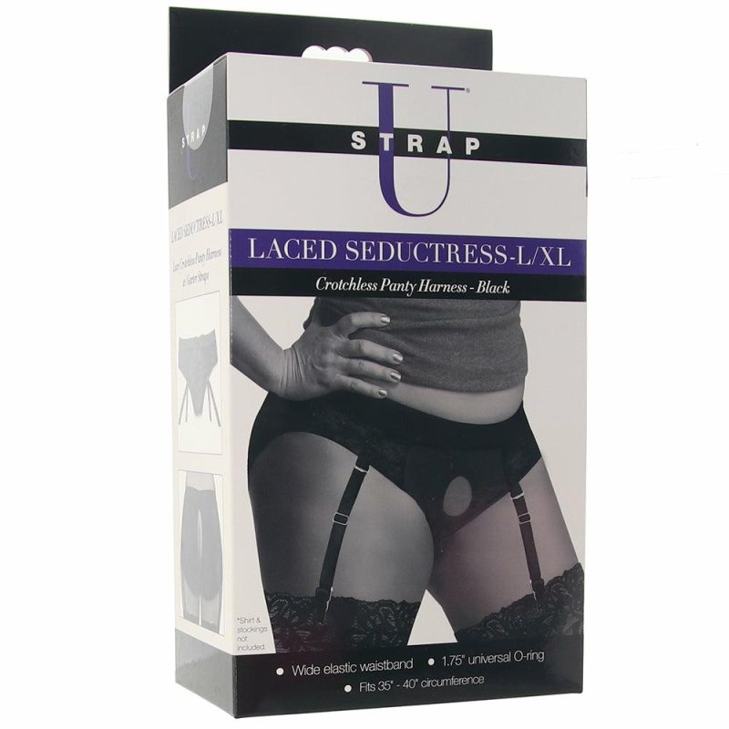 Sexual Wellness | Strap U Laced Seductress Crotchless Panty Harness In L/Xl Dildos Dildos