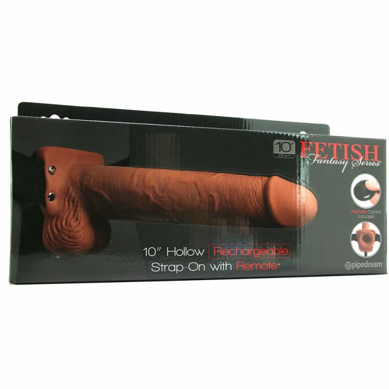 Vibrators | 10" Hollow Vibrating Strap-On With Remote In Tan Dildos Dildos