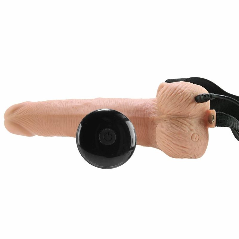 Vibrators | 6 Inch Hollow Vibrating Strap-On With Remote In Vanilla Dildos Dildos