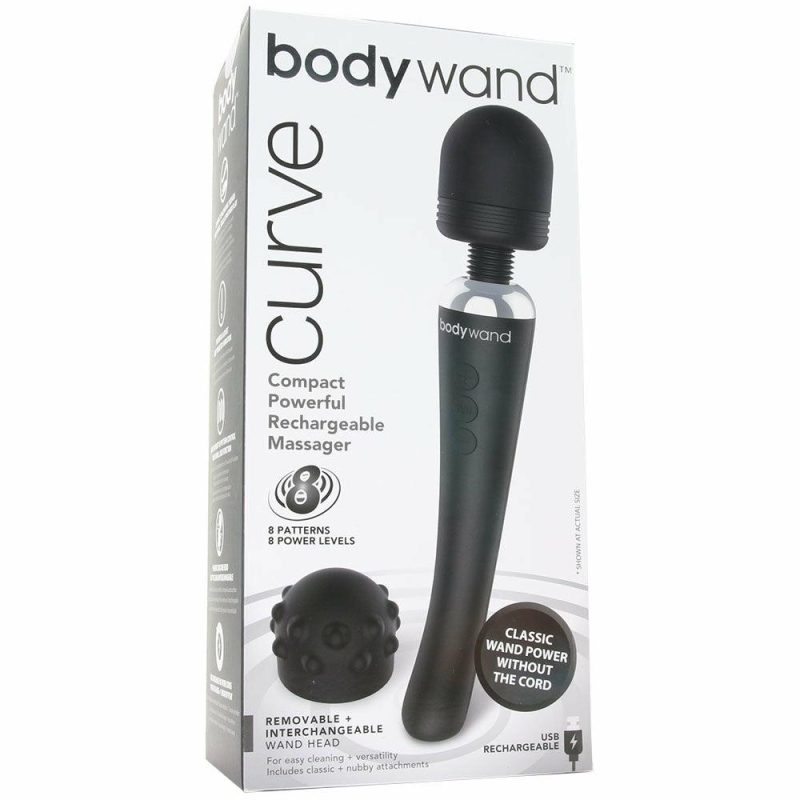 Vibrators | Curve Rechargeable Massage Wand In Black Vibrators Black