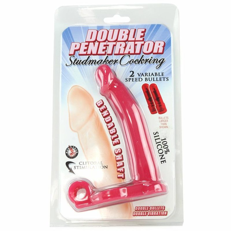 Vibrators | Double Penetrator Silicone Studmaker Cock Ring In Pink Vibrators Nasstoys