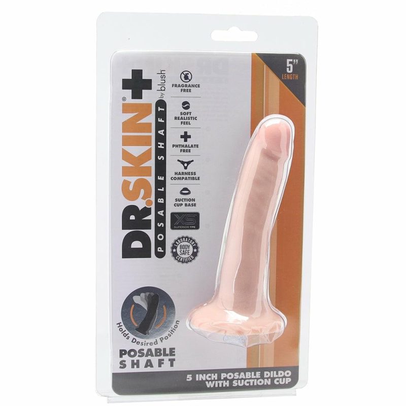 Vibrators | Dr. Skin Plus 5 Inch Posable Dildo In Vanilla Dildos Blush