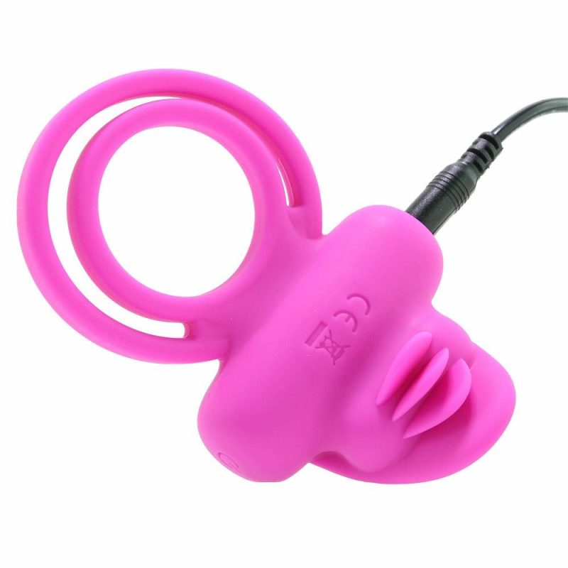 Vibrators | Dual Clit Flicker Vibrating Cock Ring In Pink Vibrators CalExotics