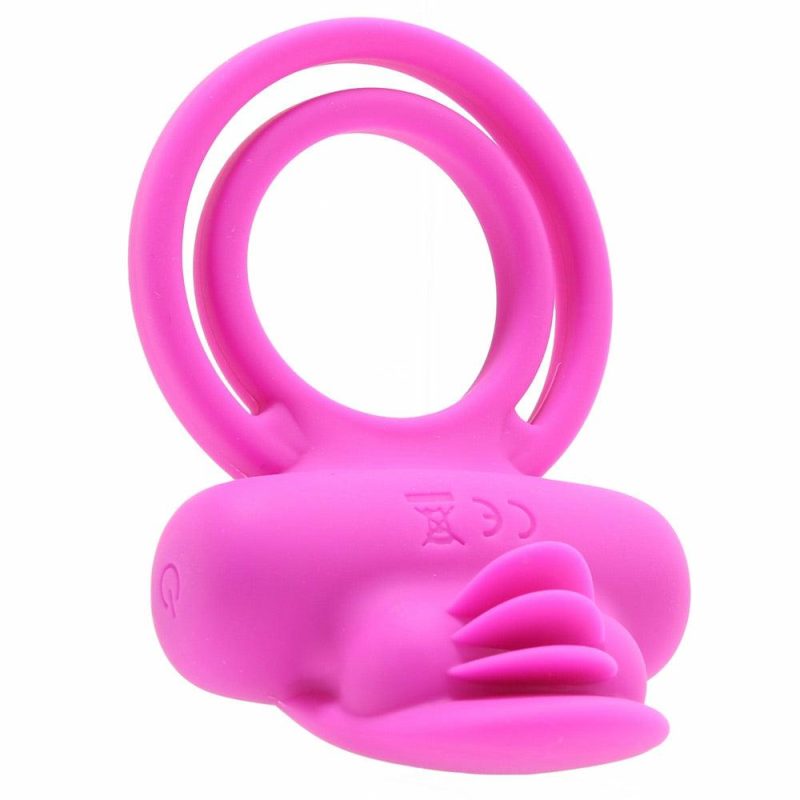 Vibrators | Dual Clit Flicker Vibrating Cock Ring In Pink Vibrators CalExotics