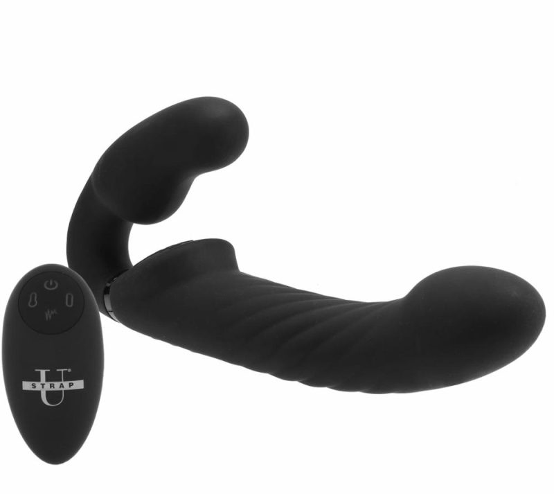 Vibrators | Ergo-Fit Twist Inflatable Vibrating Strapless Strap-On Dildos Black