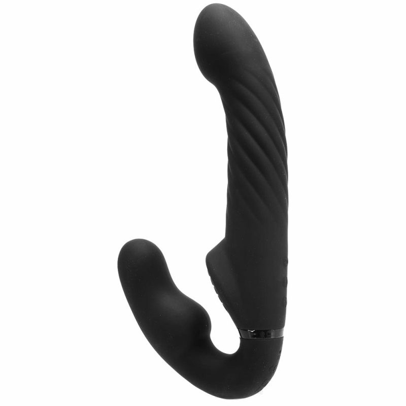 Vibrators | Ergo-Fit Twist Inflatable Vibrating Strapless Strap-On Dildos Black