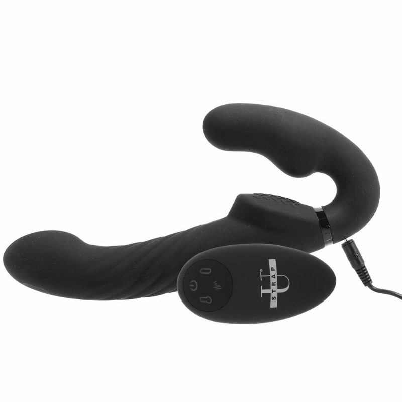 Vibrators | Ergo-Fit Twist Inflatable Vibrating Strapless Strap-On Dildos Black