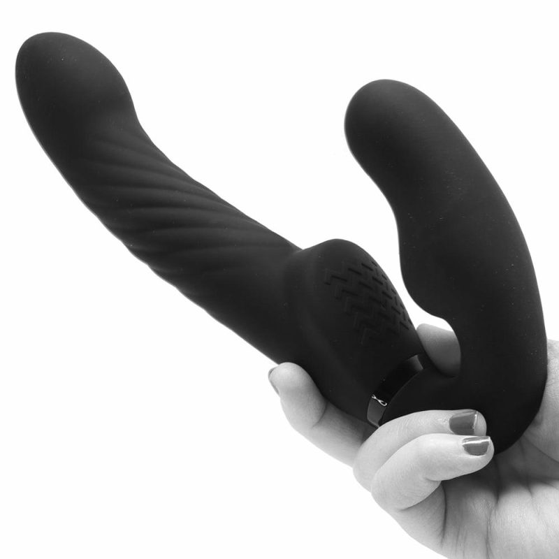 Vibrators | Ergo-Fit Twist Inflatable Vibrating Strapless Strap-On Dildos Black