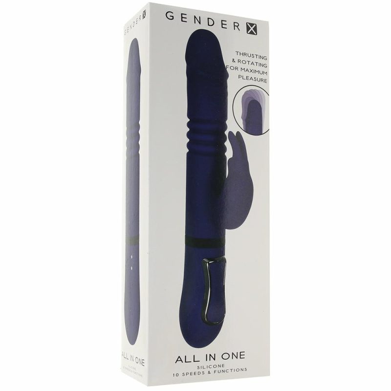 Vibrators | Gender X All In One Thrusting Rotating Rabbit Vibe Vibrators Blue