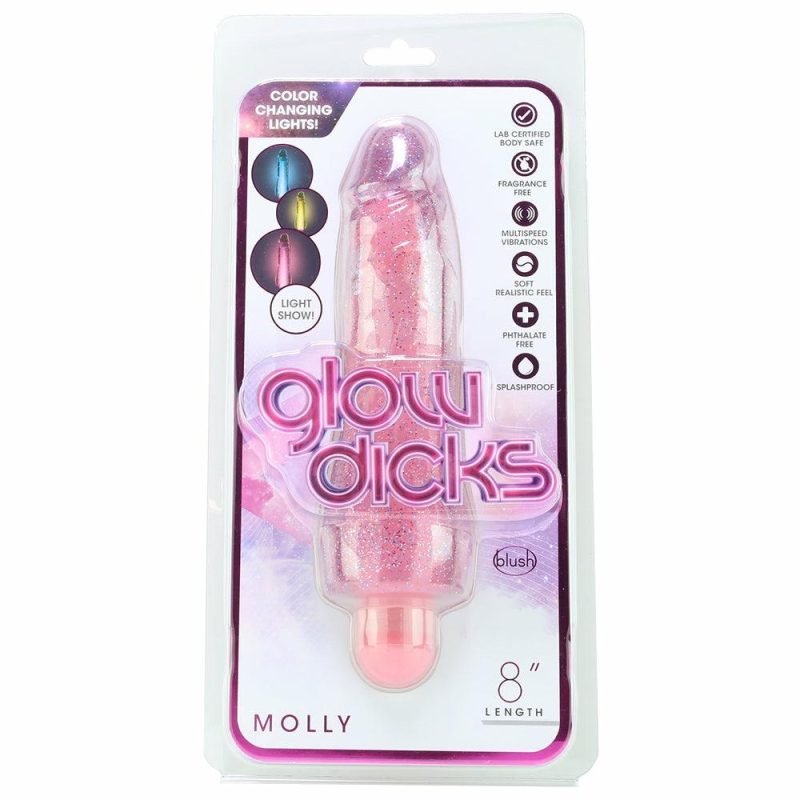 Vibrators | Glow Dicks 8 Inch Molly Light Show Vibe In Pink Vibrators Blush