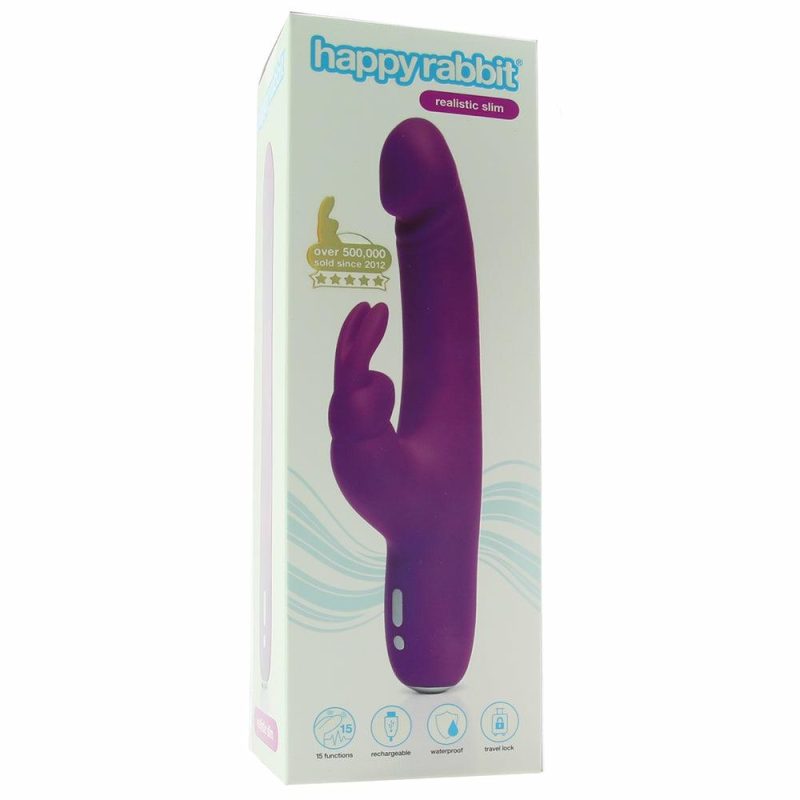 Vibrators | Happy Rabbit Slim Realistic Vibe In Purple Vibrators LoveHoney