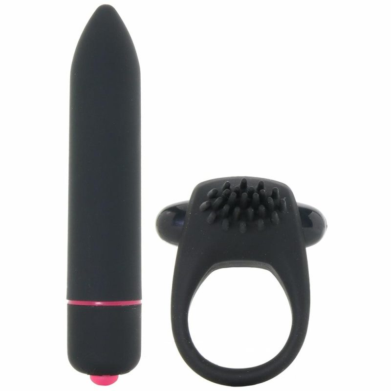 Vibrators | Intense 10 Function C-Ring & Bullet Vibe In Black Vibrators Black